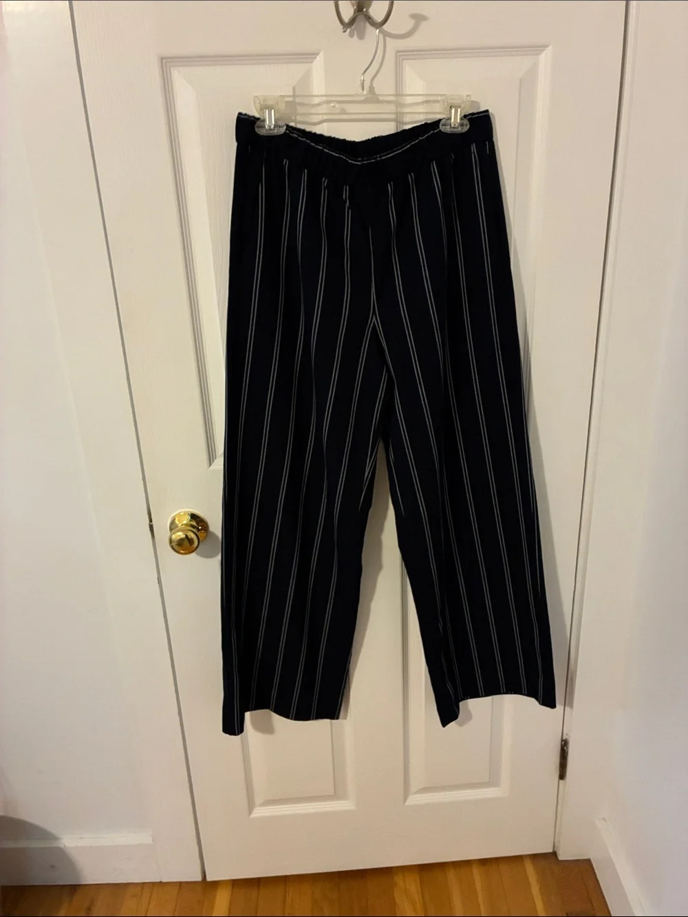 Banana Republic Navy Blue Pinstripe Pull-On Trousers